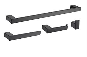 Acessorios  Banheiro 4 Peças Luxo Inox Preto