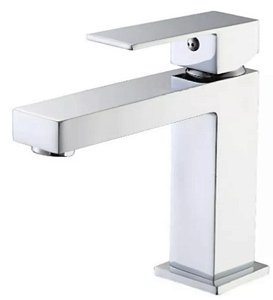 Torneira Banheiro Misturador Bica Baixa Quadrada Em Metal