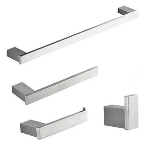 Acessorios  Banheiro 4 Peças Luxo Inox Escovado