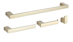 Acessorios  Banheiro 4 Peças Luxo Inox Gold Escovado