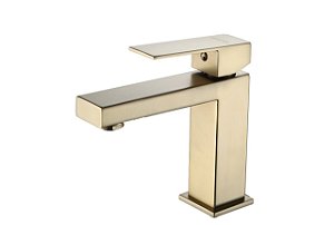 Torneira Banheiro Misturador Bica Baixa Quadrada Gold Escovado