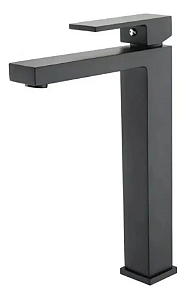 Torneira Banheiro Misturador Bica Alta Quadrada Em Metal Preto Fosco