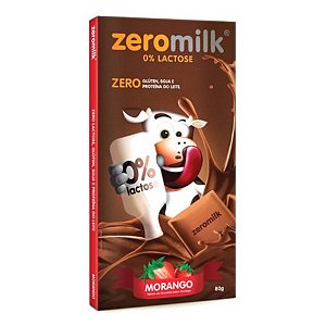 CHOCOLATE ZEROMILK MORANGO 40% CACAU - TABLETE 80G