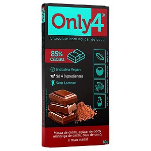 CHOCOLATE ONLY4 PURO 85% CACAU - TABLETE 80g