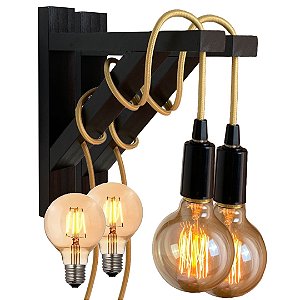 Par de luminárias francesas pretas + Lâmpadas g80 led