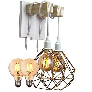 Par de Luminárias Orb branca com Diamante