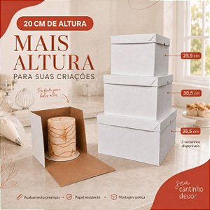Caixa Alta Econômica Para Bolo em Papelão Micro Ondulado com 20cm de Altura - Kit com 10 Unidades