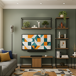 Estante Industrial de Ferro e Madeira | Design Contemporâneo