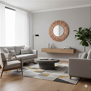 Espelho Decorativo Palha Natural 100cm