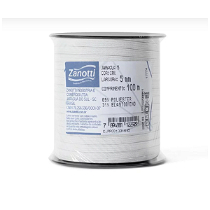 Elástico Crochet Jaraguá 5mm Cru rolo com 100 mts