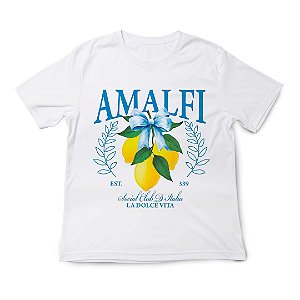 Camiseta Feminina Algodão Estilo Oversize Estampas Tropicais Moda Verão Limão Amalfi