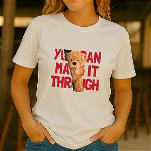 Camiseta Feminina Algodão Estampas Ursinho