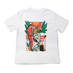 Camiseta Feminina Algodão Estampas Tropical Vibes