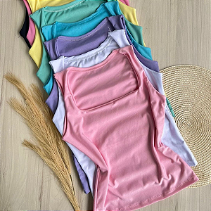 Blusa Feminina Regata Italia Decote Quadrado Reto Estilosa Elegante