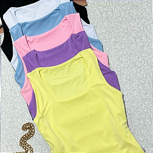 Blusa Feminina Regata Italia Decote Quadrado Reto Estilosa Elegante