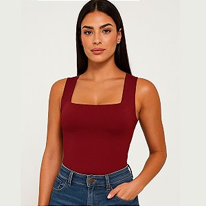 Blusa Feminina Regata Italia Decote Quadrado Reto Estilosa Elegante