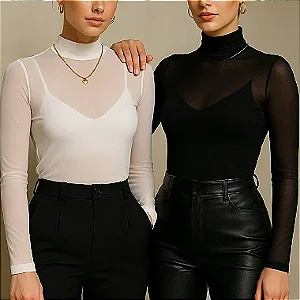 Blusinha Cacharrel Tule, gola alta