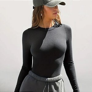 Blusa  Suplex Gola Baixa Manga Comprida