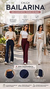 Calça Feminina Bailarina Flare de Poliamida