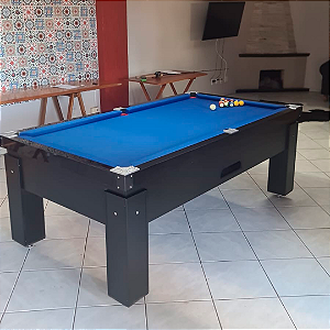Mesa de Bilhar Fascinação Cor Preta Tecido Azul 2,20 x 1,20