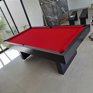 Mesa de Bilhar Sedução Cor Preta Tecido Vermelho 2,20 x 1,20