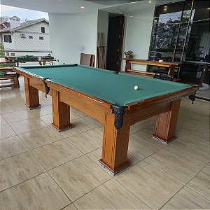 Mesa de Bilhar e Sinuca Diver Madeira Cor Imbuia Tecido Verde Oficial 3,10 x 1,67