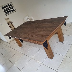 Mesa de Bilhar e Jantar Diver Madeira Slim Cor Imbuia 2,20 x 1,20