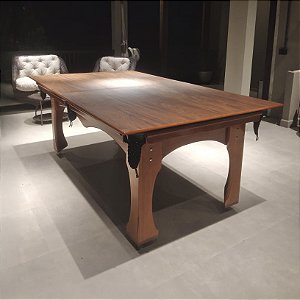 Mesa de Bilhar e Jantar Requinte Madeira Cor Preta Tecido Verde 2,20 x 1,20