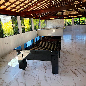 Mesa de Sinuca e Jantar Atrativo Gaveta Cor Preta 2,40 x 1,40