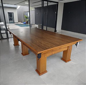 Mesa de Bilhar e Jantar Diver Madeira Cor Imbuia Oficial 3,10 x 1,67