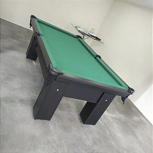 Mesa de Bilhar Charme Cor Preta Tecido Verde 2,20 x 1,20