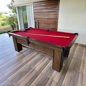 Mesa de Bilhar Charme Cor Malaga Tecido Vermelho 2,20 x 1,20