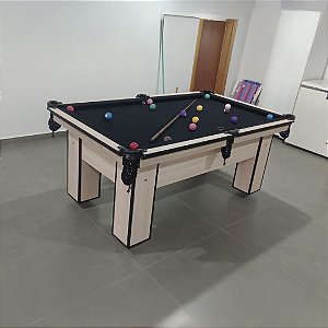 Mesa de Bilhar Charme Cor Bali Tecido Preto 1,93 x 1,18