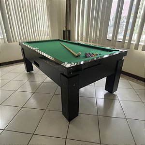 Mesa de Bilhar Fascinação Cor Preta Tecido Verde 2,20 x 1,20