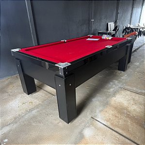 Mesa de Bilhar Fascinação Cor Preta Tecido Vermelho 2,20 x 1,20