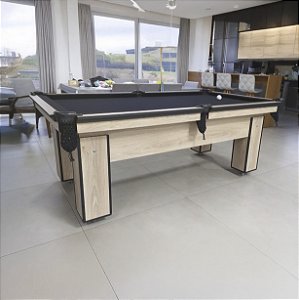 Mesa de Bilhar Charme Cor Carvalho Montreal Tecido Preto 2,20 x 1,20