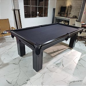 Mesa de Bilhar Diver Madeira Maciça Cor Preta Tecido Preto 2,20 x 1,20
