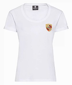 Camiseta Polo Feminina Clássica com Brasão Porsche