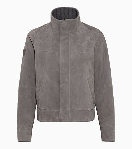 Womens Leather Jacket Cinza-claro