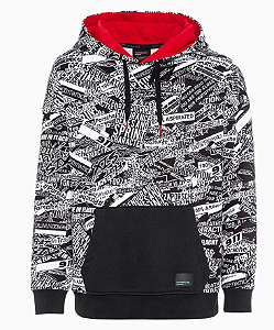 Casaco com capuz unissex vermelho/pre