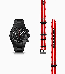 Set Cronógrafo 1 – Edição Numerada All Black com Pulseira Têxtil/Couro Ennstal-Classic 2024