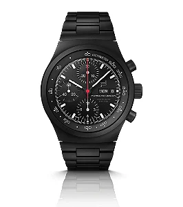 Chronograph 1 – All Black Numbered Edition com pulseira de couro (Guards Red)