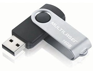 Pen Drive Twist 16GB USB Leitura 10MB/s e Gravação 3MB/s Preto - Multilaser PD588