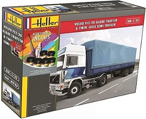 Starter Kit Volvo F12-20 Globe Trotter & Twin-Axle Semi Trailer - 1-32 - Heller 57703