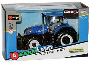 Miniatura Trator New Holland T7.315 HD - 1/32 - Burago 18-44066