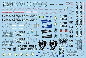 Decalque C-130 FAB versões camufladas 1/72 - FCM Rio 72003