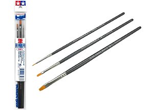 Jogo de 3 pincéis Tamiya HF para modelismo - Tamiya 87067