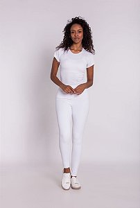 Camiseta Feminina Slim Branca Manga Curta