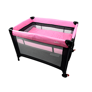 Berço de bebê Cercadinho Portátil (Chiqueirinho ) com Mosquiteiro Rosa