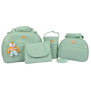 Kit Bolsas Bebe 4 Peças Maternidade - Verde Claro Perola